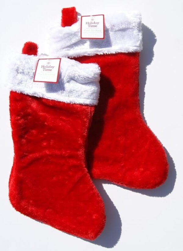 Holiday Time Red Plush Christmas Stockings - 2 Count